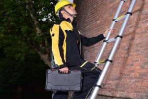 a man climbing a ladder