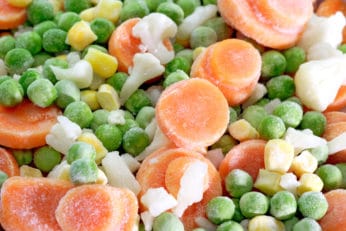close-up of frozen vegetables