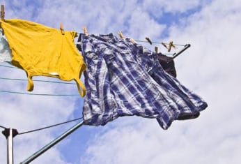 clothing hung out to dry under the sun