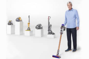 James Dyson with his product line