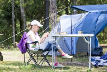 woman in a campsite