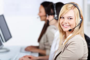 a smiling female customer service representative